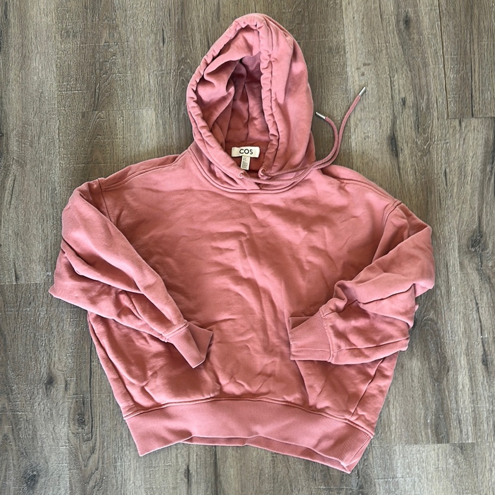 COS Pink Sweater Relaxed Fit Ribbed Cuffs